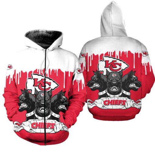 kansas city chiefs 3 heads cerberus hoodie zip hoodie fleece zip hoodie s 5xl new051110 orsq4