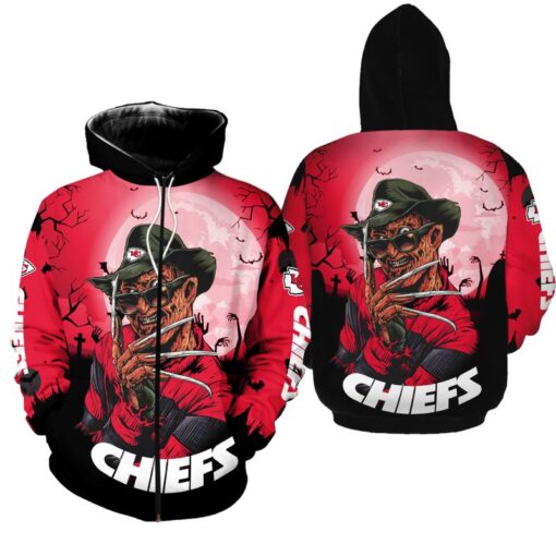 kansas city chiefs a nightmare on elm street halloween hoodie zip up hoodie fleece nla024610 2ckom