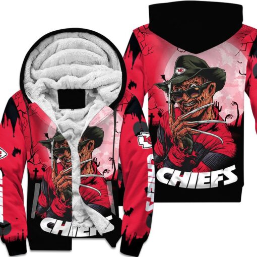 kansas city chiefs a nightmare on elm street halloween hoodie zip up hoodie fleece nla024610