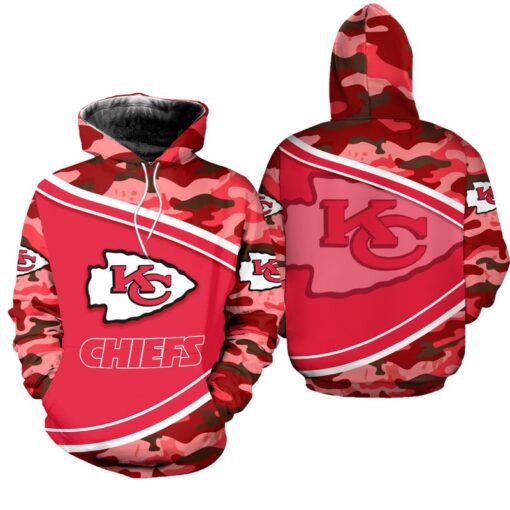 kansas city chiefs camo limited edition hoodie unisex size nla001310