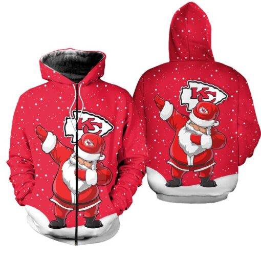 kansas city chiefs christmas dab santa hoodie zip hoodie limited edition size s 5xl new063710 wnir3