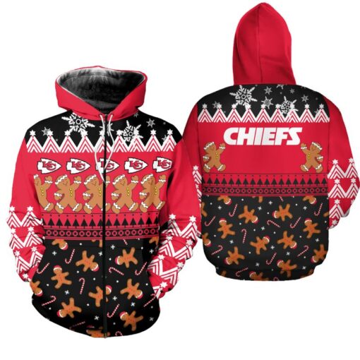 kansas city chiefs christmas gingerbread man limited edition unisex hoodie zip up hoodie nla035410 hv9qe