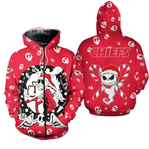 kansas city chiefs christmas jack skellington hoodie zip hoodie fleece zip hoodie s 5xl new056210