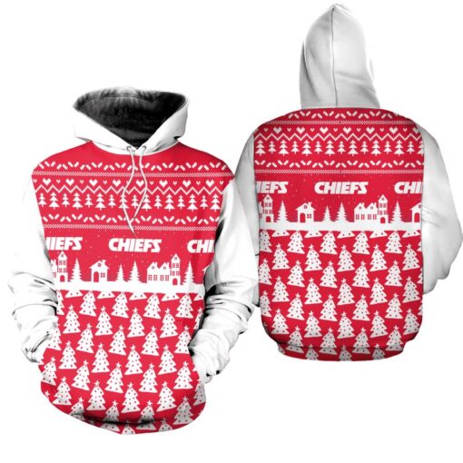 kansas city chiefs christmas pattern pine hoodie zip up hoodie nla039010 30zj3