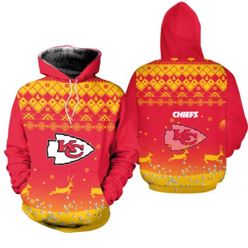 kansas city chiefs christmas pattern reindeer hoodie zip up hoodie nla040810 b5d1j