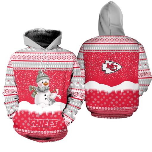 kansas city chiefs christmas pattern snowman hoodie zip up hoodie nla033910 a2qzu