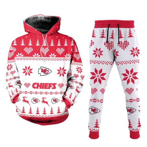 kansas city chiefs christmas patterns hoodie zip hoodie and joggers size new059710 bdh3h