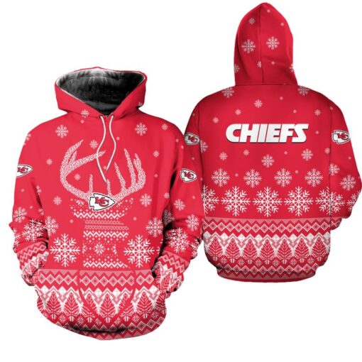 kansas city chiefs christmas reindeer hoodie zip hoodie fleece zip hoodie s 5xl new055610 drng2