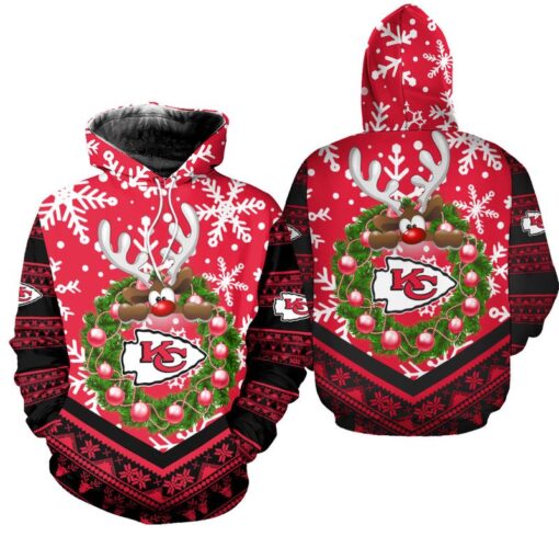 kansas city chiefs christmas reindeer hoodie zip up hoodie nla029710 rhjgr