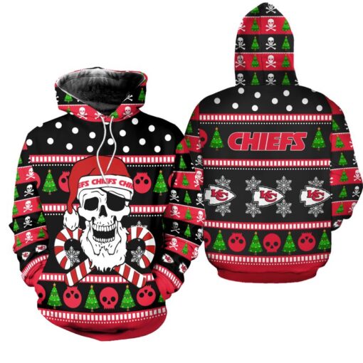 kansas city chiefs christmas santa skull patterns hoodie s 5xl new054910 fp0fb