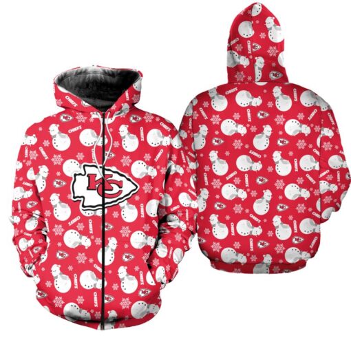 kansas city chiefs christmas snowman patterns hoodie zip hoodie fleece hoodie new061810 oa9z7