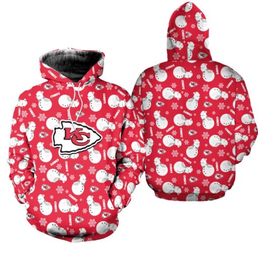 kansas city chiefs christmas snowman patterns hoodie zip hoodie fleece hoodie new061810 ydh07