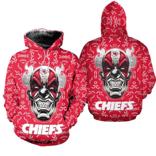 kansas city chiefs halloween clown edition unisex hoodie zip up hoodie new044810