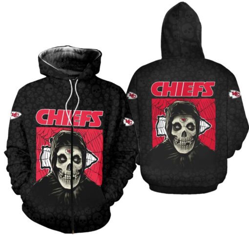 kansas city chiefs halloween misfit edition unisex hoodie zip up hoodie new047210 r5aev