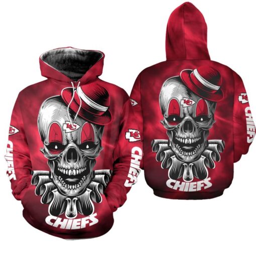 kansas city chiefs halloween skull clown hoodie zip up hoodie fleece nla029210 b9mms