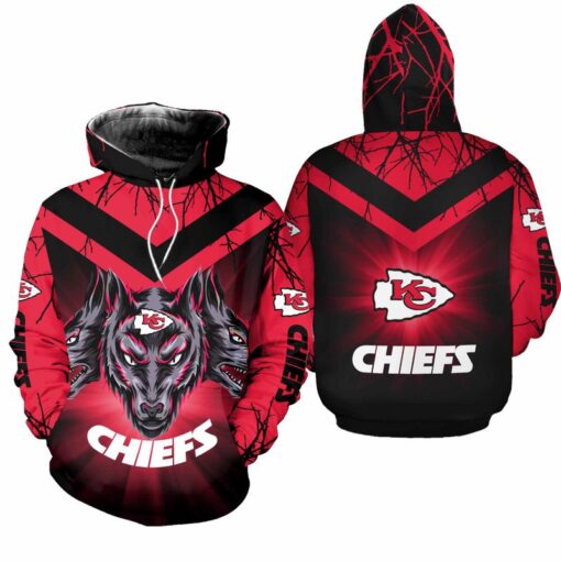 kansas city chiefs halloween wolf hoodie zip up hoodie fleece nla028310 aovpu