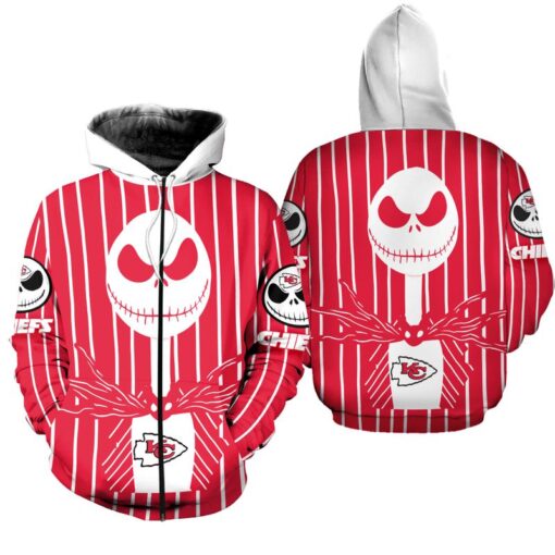 kansas city chiefs jack skellington halloween hoodie zip up hoodie nla023710 koylf