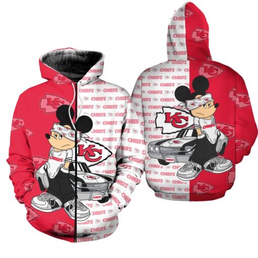 kansas city chiefs mickey hoodie zip hoodie s 5xl new057010 e8fvk