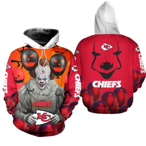 kansas city chiefs pennywise the dancing clown it hallowen hoodie zip up hoodie fleece nla020710