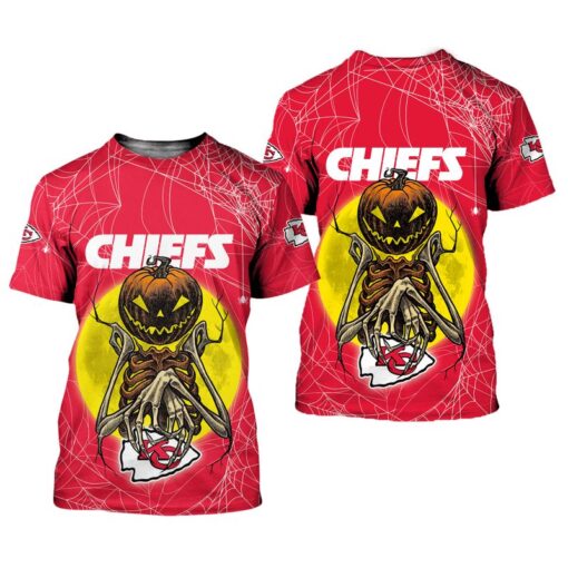 kansas city chiefs pumpskin monster halloween edition unisex t shirts new0452105 7r1k4