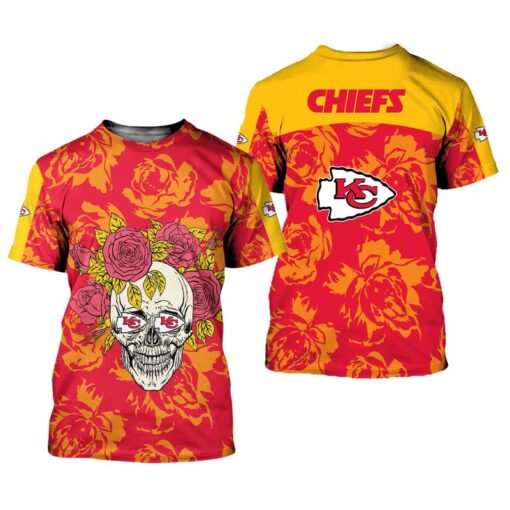 kansas city chiefs skull and rose pattern limited edition unisex t shirts nla0656104 0it5d