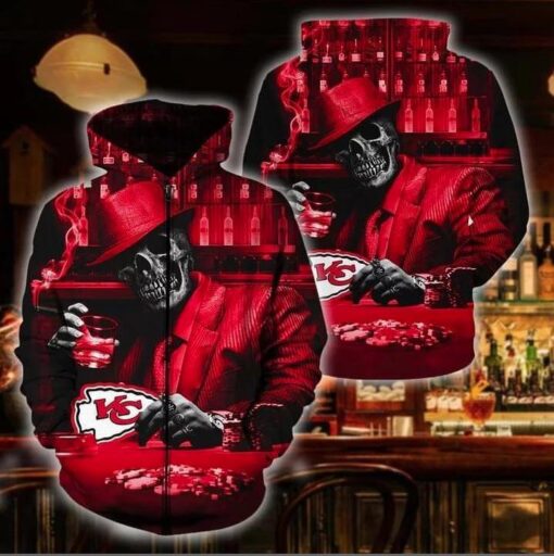 kansas city chiefs skull with a card 3d zip hoodie sizes s 5xl dm346 8rorr