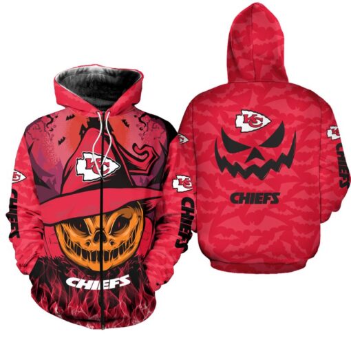 kansas city chiefs smiling pumpkin halloween hoodie zip up hoodie fleece nla026410 ho02e