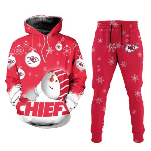 kansas city chiefs snowman christmas limited edition hoodie and joggers unisex size new060110 z089i