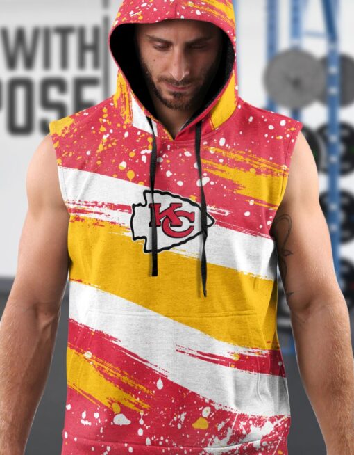 kansas city chiefs splatted colors pattern limited edition sleeveless hoodie size s 5xl new033310 4paf9