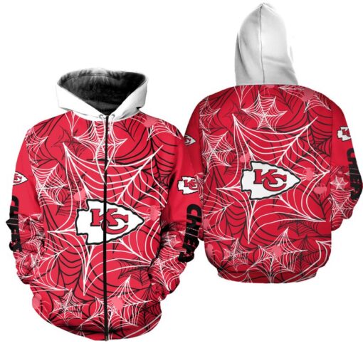 kansas city chiefs sspiderweb halloween hoodie zip up hoodie fleece nla027810