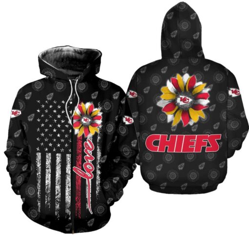 kansas city chiefs sunflower stripe pattern hoodie zip up hoodie fleece hoodie new034910 tqqmf