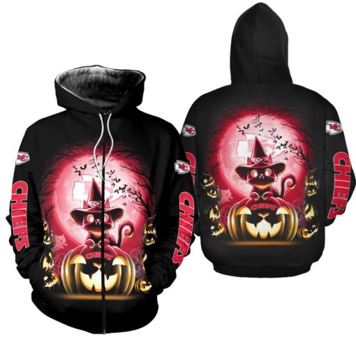 kansas city chiefs witch cat halloween edition unisex hoodie zip up hoodie new048810 1kog5