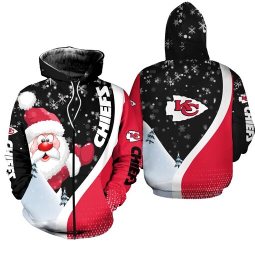 kansas city chiefs xmas santa claus hoodie zip up hoodie nla033010 98in6