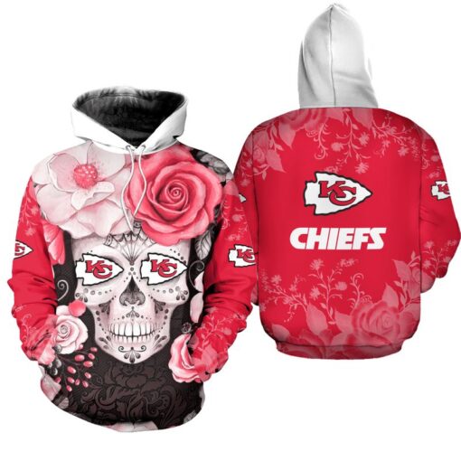 nfl kansas city chiefs skull limited edition hoodie zip hoodieunisex size nla001410 p0edi