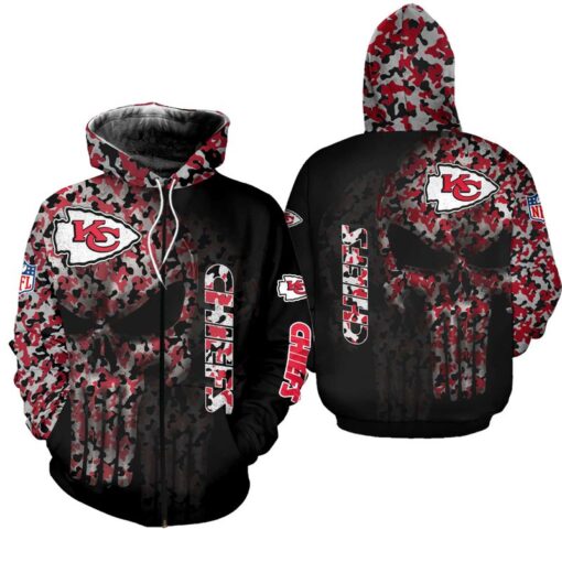 nfl kansas city chiefs skull limited edition zip up hoodie size s 5xl new007410 19wwa