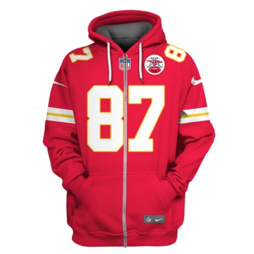 travis kelce kansas city chiefs american football conference champions hoodie zip hoodie red