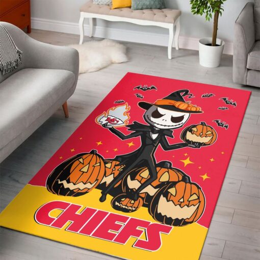 Stocktee Kansas City Chiefs Jack Skellington Halloween PREMIUM Limited Edition Area Rug Size S M L NEW051910 1