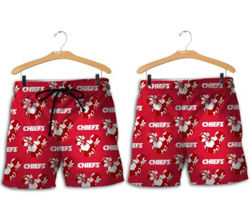 Stocktee Kansas City Chiefs Mickey and Flowers Limited Edition Hawaiian Shirt and Shorts Summer Collection Size S 5XL NLA006110 2