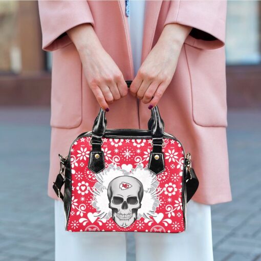 Stocktee Kansas City Chiefs Skull Bling Bling Design Limited Edition Lady Leather Handbag NLA050710 1