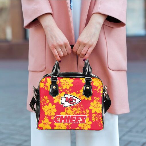 Stocktee Kansas City Chiefs Tropical Flower Pattern Limited Edition Lady Leather Handbag NEW030110 1