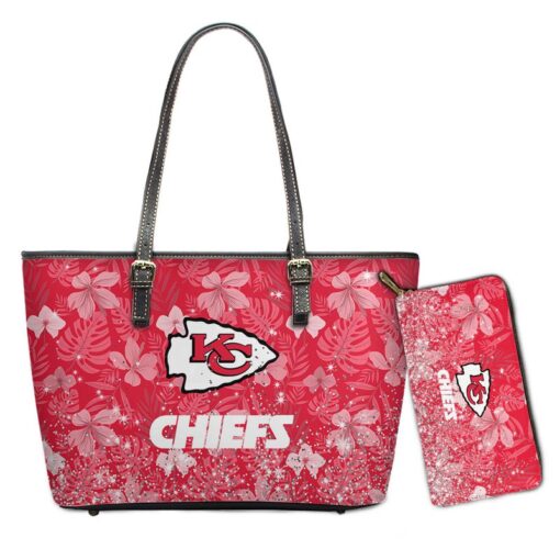 Stocktee Kansas City Chiefs Tropical Flowers Pattern Limited Edition Tote Bag and Wallet NLA016510 1 1