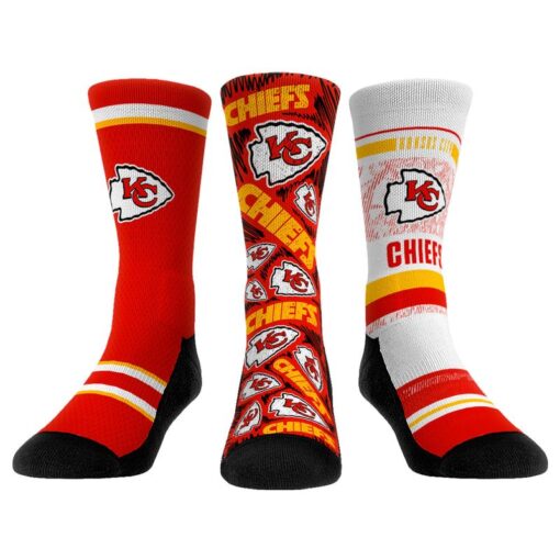 kansas city chiefs 3 pack black bottom crew socks61964148