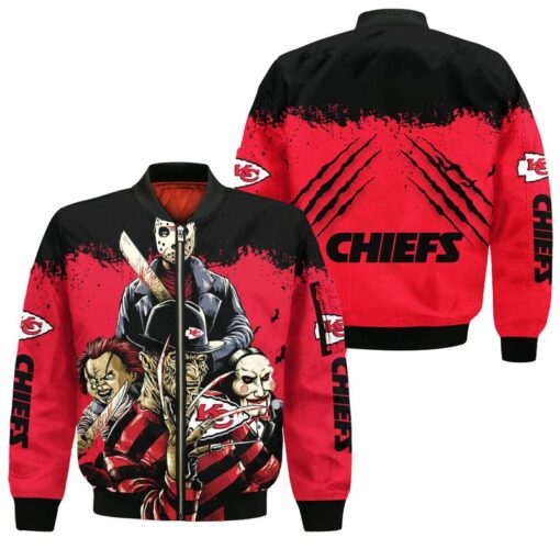 kansas city chiefs a nightmare on elm street halloween bomber jackets nla02401071620757 y7vto