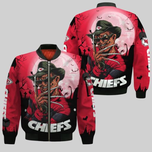 kansas city chiefs a nightmare on elm street halloween bomber jackets nla02461076223517 6eph1