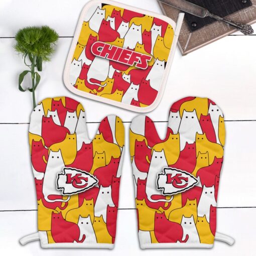 kansas city chiefs cat lover apron oven mitts and pot holder socks new0668101920106 h9mvj