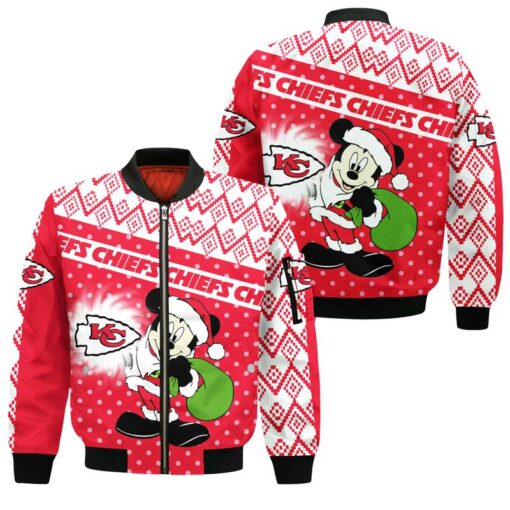 kansas city chiefs christmas mickey bomber jackets nla02941023383574