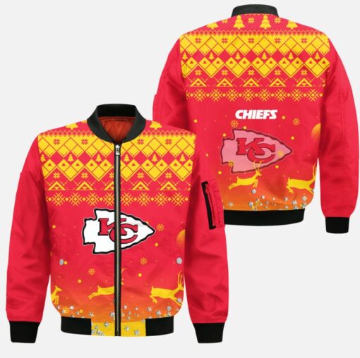 kansas city chiefs christmas pattern reindeer bomber jackets nla04081065076281 8evgp