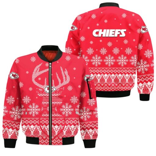 kansas city chiefs christmas reindeer all over print bomber jackets size s 5xl new05561017514711