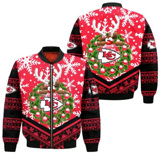 kansas city chiefs christmas reindeer bomber jackets nla02971077881305 yrf5p