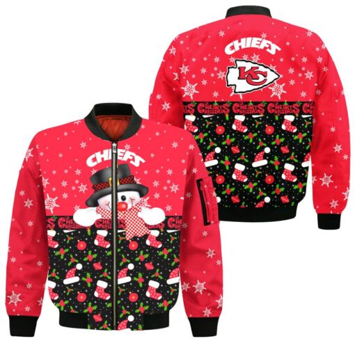 kansas city chiefs christmas snowman bomber jackets nla03451081445272 ehbzf